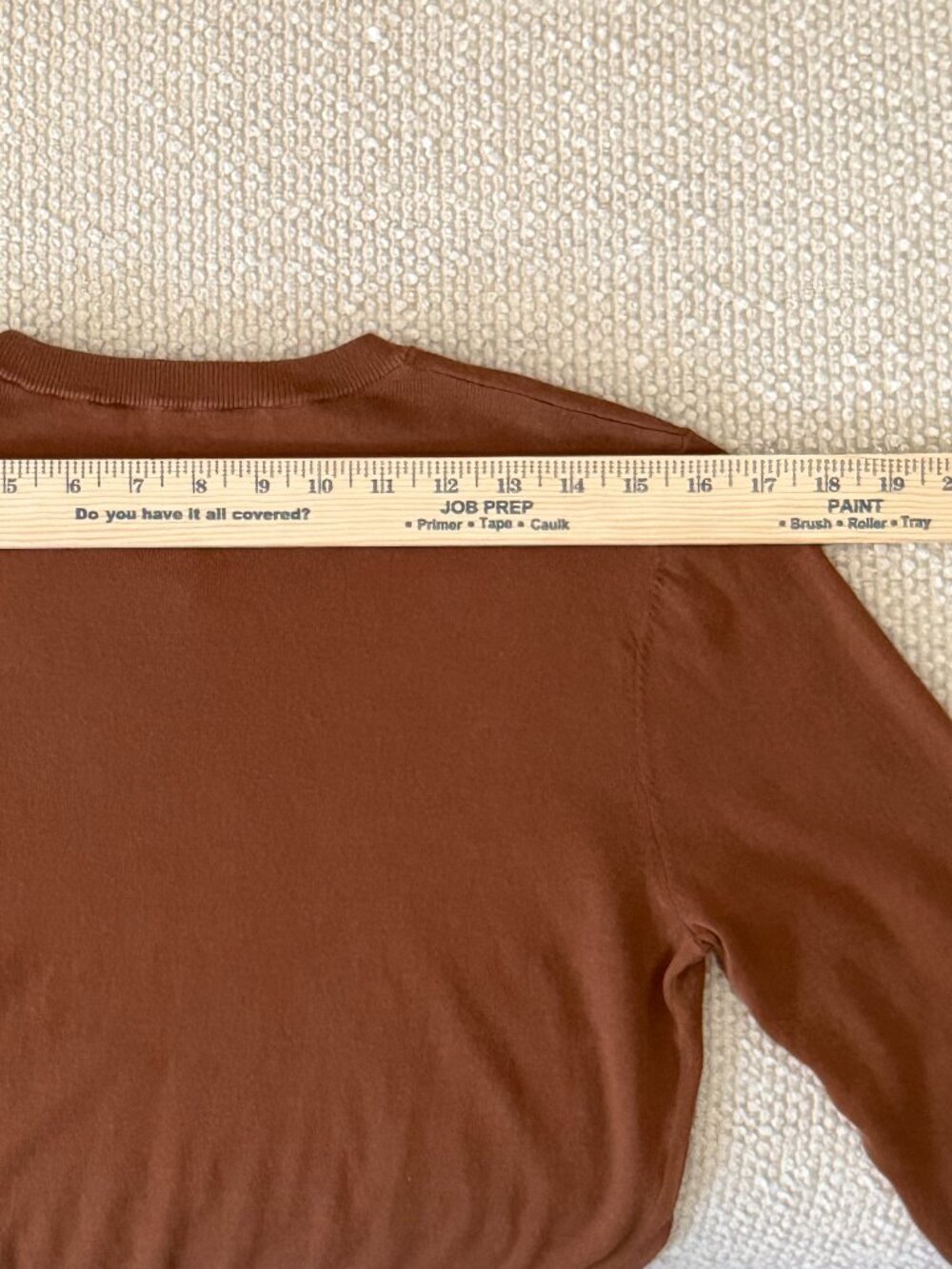 ZARA FINE-KNIT COTTON V-NECK SWEATER - COGNAC BROWN - SIZE S - Picture 7 of 9